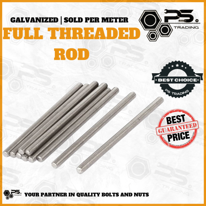 FULL THREADED ROD 3/8 1/2 5/16 GALVANIZED (GI) 1 METER PER ORDER