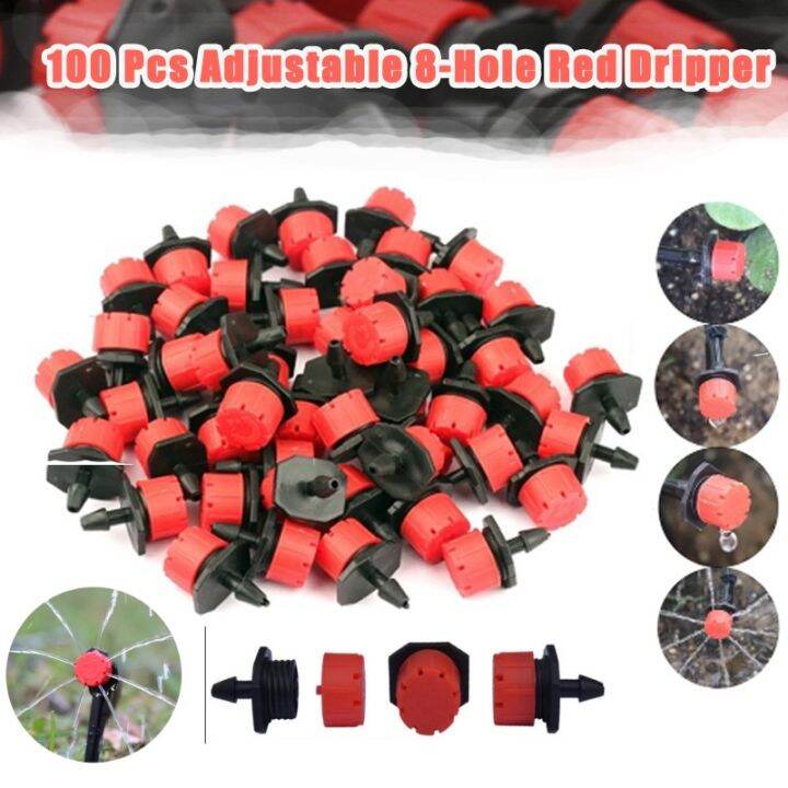 50/100 Pcs Adjustable Irrigation Drippers Sprinklers 1/4 Inch Emitter ...