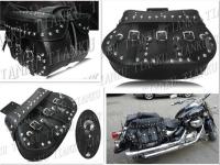 กระเป๋าอานหนัง PU สีดำกระเป๋า Se สำหรับ Kawasaki Vulcan คลาสสิก VN 400 VN500 VN800 VN 900 1200 1500 1600สับ2000