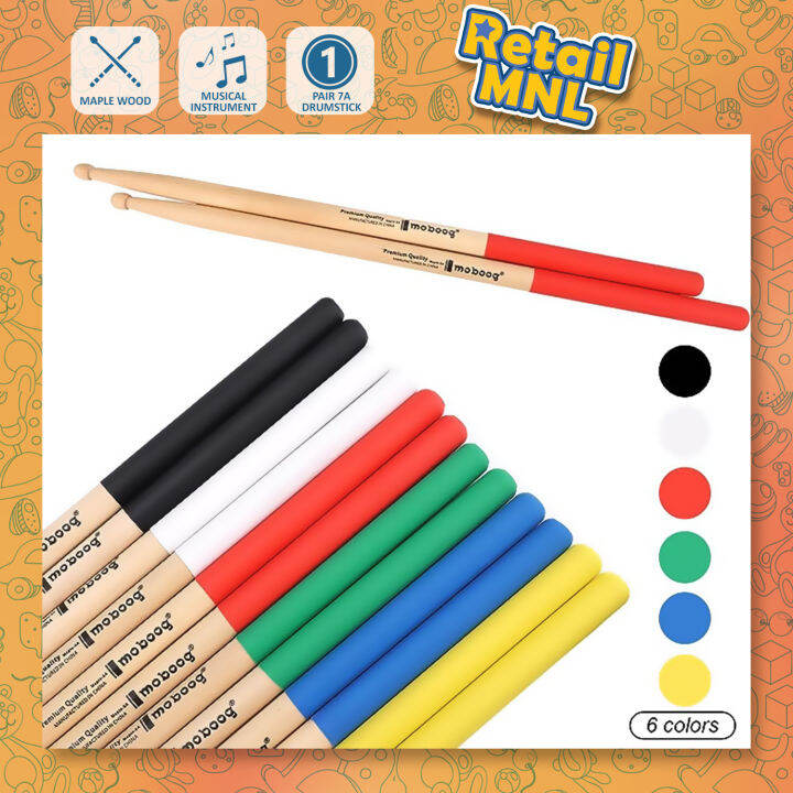 Retailmnl Maple 7A maboo Antislip Maple Drumsticks White Color Drums