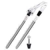 Wine Cooler Stick Set Silver Wine Cooling Stick Wine Chiller Wine Aerator Including 2 Different Decanters + 2 Pieces Stainless Steel Wine Cooler Stick