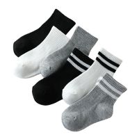 5 Pairs/ Lot Pure Colour Soft Breathable Cotton Kids School Socks Girls Boys Casual Grey Black White Sports Childrens Socks