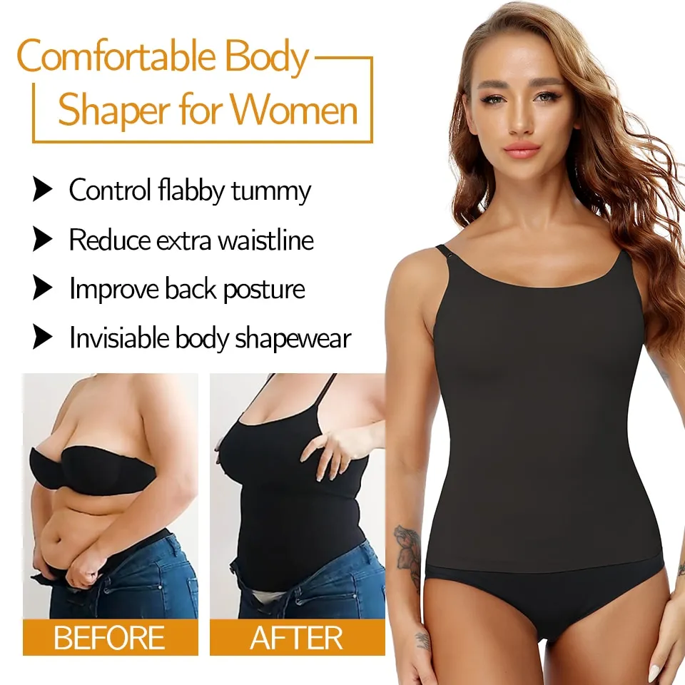 Women's Shapewear Camisole Tank Tops Tummy Control Vest Compression Shaper  Tops