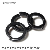 M3 M4 M5 M6 M8 M10-M30 Shells Pad Black Spring Lock Washer Carbon Steel Car Elastic Gasket Nails Screws  Fasteners