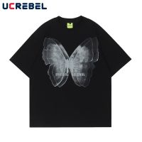 erfly Double-sided Printing Short Sleeve T-shirt Mens Summer High Street Casual Dome Half-Sleeve Top Loose Cotton Tee Men XS-4XL-5XL-6XL