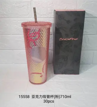 Starbucks Diamond STUDDED Shiny Sakura Pink Tumbler 24oz Straw Cup Milk  bottle