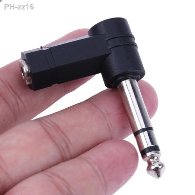 【YF】 90 Degrees 3.5 to 6.35/6.5mm 1/4  Mono Jack Stereo Speaker Audio Adapter Plug 3.5mm TRS Connector Converter AUX Headphone Cable