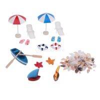 [COD] dollhouse mini set [13-piece beach set] baby house shell paddle life buoy sun