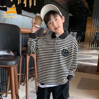 Annn Store Boys Hoodie Striped Baby T-Shirt Lapel Top Warm Handsome Hoodie