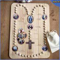 Wooden Rosary Colored Chuck Board Mystical Prayer Card Set Developmental Toys