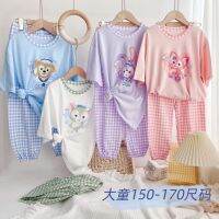 2022 childrens New Parent-child Cotton Big Child Sleepwear and Boys Sleeves T-shirts Pants Sets Size S-L