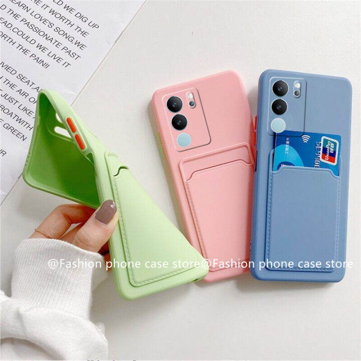 phone-case-เคส-vivo-v29-v29e-v29-pro-5g-สีทึบปลอกซิลิโคนพร้อมกระเป๋าเก็บบัตรป้องกันเลนส์เต็มรูปแบบฝาครอบนุ่ม2023