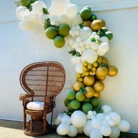 Wedding Birthday Party Celebration Decor Avocado Green Latex Balloon Garland White Gold Balloon Arch Kit Baby Shower Decoration Balloons