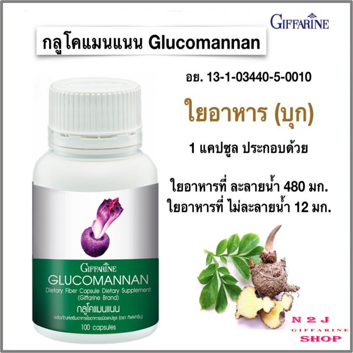 กลูโคแมนแนน-กิฟฟารีน-glucomanan-giffarine-ใยอาหารธรรมชาติจากผงบุก-ผลิตภัณฑ์เสริมอาหารใยอาหารชนิดแคปซูล