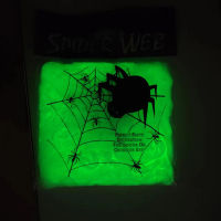 Luminous Spider Web ตกแต่งฮาโลวีน Super Stretch Spooky Cobwebs พร้อมแมงมุมปลอมในร่มกลางแจ้ง Decor Bar Haunted House