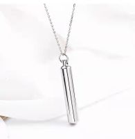 Cremation Jewelry for Ashes Silver Color Open Cylindrical Pendants Remembrance for Pets Stainless Steel Urn Necklaces