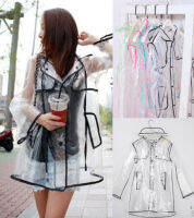 Transparent Vinyl Raincoat Runway Style Womens Girls Clear Fashion Rain Coat