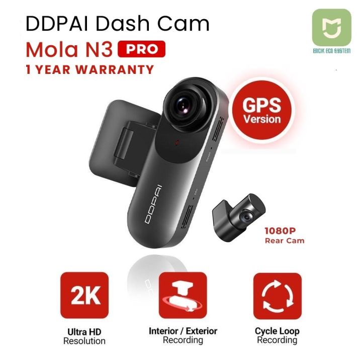 DDPAI N3 Pro GPS, Front 1600P & Rear 1080P