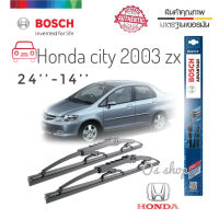 ที่ปัดน้ำฝน ใบปัดน้ำฝน ซิลิโคน ตรงรุ่น Honda City 2003 , City ZX ไซส์ 24-14 ยี่ห้อ BOSCH ของแท้ จำนวน 1 คู่**จัดส่งเร้ว บริการประทับใจ**