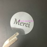 French Merci Thank you Label Transparet Sticker  Seals Gift stickers 100pcs Stickers Labels