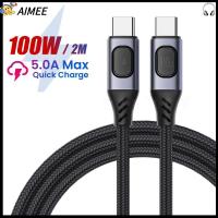 AIMEE แล็ปท็อป ชิป emarker 5A 20V สายดาต้า สาย USB Type C Pd 100W ชาร์จได้อย่างรวดเร็ว