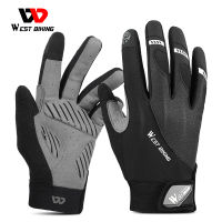 WEST BIKING CSGO ถุงมือปั่นจักรยานกีฬา Breathable Full Finger จักรยานถุงมือหน้าจอสัมผัสลื่น MTB จักรยานเสือหมอบถุงมือแบบนิ้วรวมกัน Climb อุปกรณ์จักรยาน