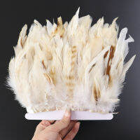 เมตรธรรมชาติสีขาวไก่ Feathers Trim Fringe 10-15 ซม. Rooster Feather Ribbon สำหรับเทศกาล &amp; Party เสื้อผ้าตกแต่งหัตถกรรม-final1