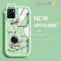 Jjlingji เคสสำหรับ VIVO Y15s เคส Y01 Y15a ลายการ์ตูนนักบินอวกาศสีสันสดใสน่ารักเลนส์กล้องถ่ายรูปแบบนิ่มสัตว์ประหลาดน้อยซิลิโคนเคสกันกระแทกแบบใสเรียบง่ายเคสป้องกัน