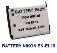 EN-EL19  ENEL19 Camera Battery for Nikon แบตเตอรี่สำหรับกล้อง นิคอน รหัสแบต EN-EL19  ENEL19 Replacement Battery for Nikon CoolPix S100,S2500,S2700,S3300,S3500,S4100,S4300,S5200 (White) BY BARRERM SHOP