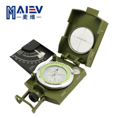 Maiwei ผลิตผู้ผลิตเข็มทิศกลางแจ้งอเมริกันมัลติฟังก์ชั่นสีเขียวทหารเข็มทิศเข็มทิศสามารถปรับแต่งได้ logo