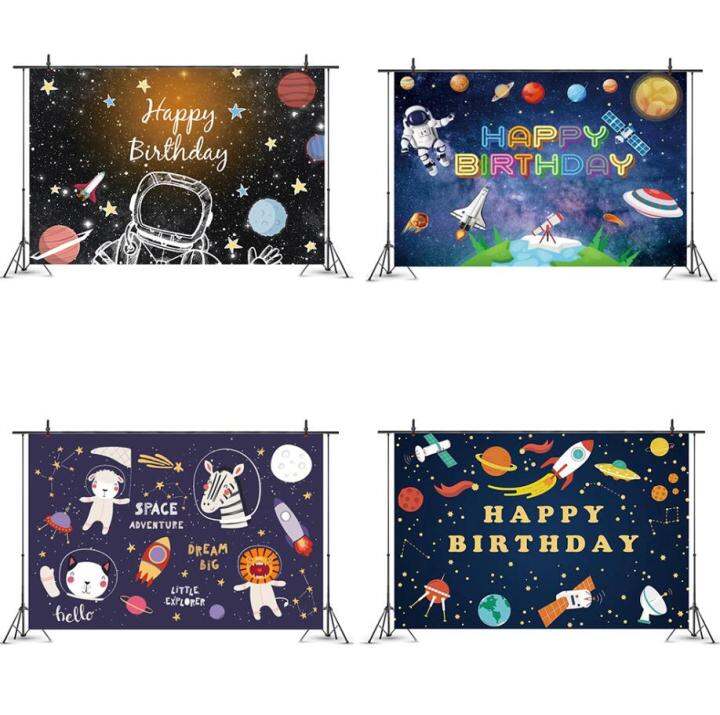 5x3ft Space Theme Happy Birthday Background Astronaut Rocket