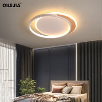 Nordic Wooden Led Chandeliers Lights For Bedroom Study Living Room Creative Home Deco Lighting Round And Square Ultra-thin Lamp