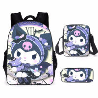 ชุด 3 ชิ้น Mochila kuromi กระเป๋าเป้สะพายหลังสาวเดินทางกระเป๋าเป้สะพายหลังกระเป๋าหนังสือกระเป๋าดินสอกระเป๋าคอสเพลย์เป้สะพายหลัง