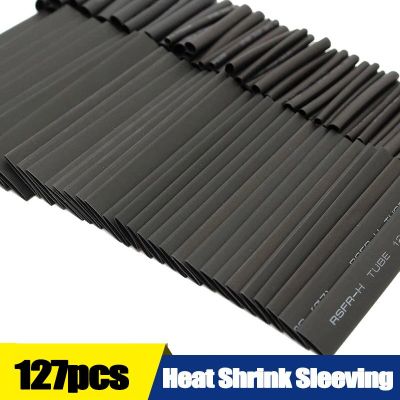 127Pcs Black Weatherproof Heat Shrink Sleeving Tubing Tube Assortment Kit Electrical Connection Electrical Wire Wrap Cable Electrical Circuitry Parts