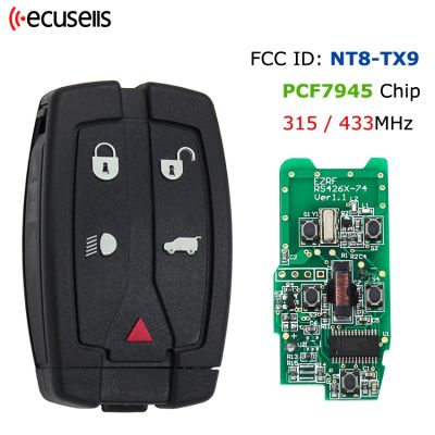 ▩卐∏ FCC ID :NT8TX9 5 Buttons Remote Control Smart Key Fob 315/433MHz PCF7945 for Land Rover LR2 Clicker Uncut Small Key 6H52 15K601