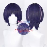 Manmei Genshin Impact Scaramouche Cosplay Wig Blue Purple Black Hair Heat Resistant Synthetic Wigs gjx