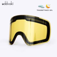 ODDIVSKI Ski Glasses Spare Lens Replacement Piece Special Suction Magnetic Snow Goggles HD Lens Brightening Night Vision Piece