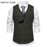 Chaleco Hombre เสื้อกั๊กผู้ชายชุดสูทเสื้อกั๊กผู้ชายวินเทจสองแถว Tweed Trajes Elegante Para Hombre ธุรกิจชุดเดรสปาร์ตี้