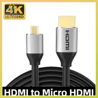 PNQFDS เครื่องฉายกล้องร้านค้าความเร็วสูงสายแปลงชุบทอง2.0 4K Micro HDMI สายอะแดปเตอร์สายเคเบิดเชื่อมต่อวิดีโอไปยังสาย HDMI