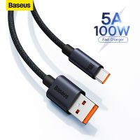 Baseus 6A USB ประเภท P50สายเคเบิ้ล Type C สำหรับ Huawei P40 Pro Honor Super Charge 66W/100W ที่ชาร์จไฟรวดเร็ว USB USB C สายสายเคเบิลข้อมูล