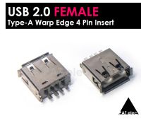 อะไหล่ พอร์ต ขั้วต่อ หัว USB 2.0 ตัวเมีย  Type A DIY Warp Edge 4 Pin Insert direct Data Charge Plug Flat Port Socket 8..