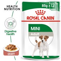 Royal Canin Mini Adult pouch In Gravy อาหารเปียก สำหรับสุนัขโต พันธุ์เล็ก (เกรวี่) x 12ซอง