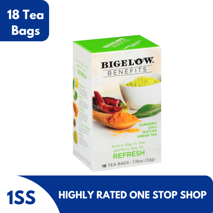 Bigelow Benefits Refresh, Turmeric, Chili, Matcha, Green Tea, 18 Tea