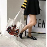 【ACD】   Halloween Skull Cat Canvas Tote Bags For Women Resuable Eco Shopping Bag With Handle Large Capacity Shoper Bag Drop Shipping