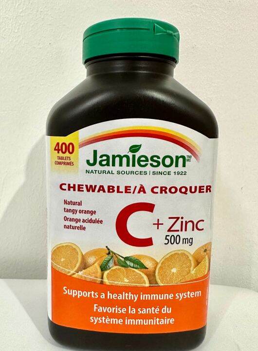 Jamieson Chewable Vitamin C + Zinc, 500 mg 400 Tablets 2025 EXP from ...