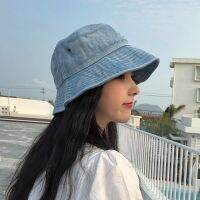 Fashion Retro Denim Washed Bucket Hat For Women Men Wide Brim Foldable Fisherman Cap Outdoor Windproof Beach Panama Hip Hop Cap