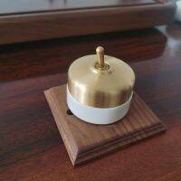 2 Way Retro Vintage Nordic Style Gold Simple Hotel Round Porcelain Ceramic Light Lever Rocker Toggle Classical Wall Lamp Switch Power Points  Switches