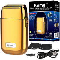 Kemei Mens Waterproof Shaver Metal Body Precision Trimming Double Blade Reciprocating Shaving Machine Rechargeable Razor