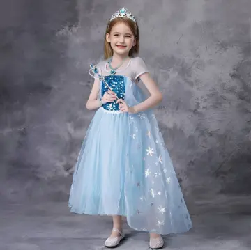 Shop Online Girls Blue Solid Elsa Costume Set at ₹1499