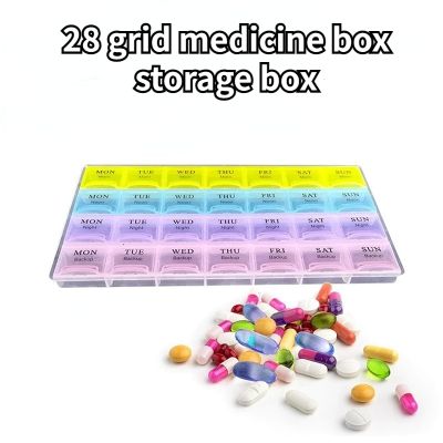 28 Grid Medicine Box English Portable Household Large Capacity Health Box Packaging Storage Box Medicine  First Aid Storage